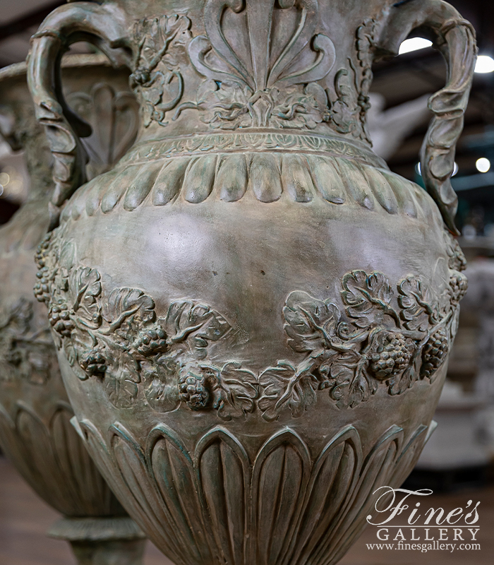 Bronze Planters  - Floral Bronze Urns In Antique Patina Finish - BP-1192